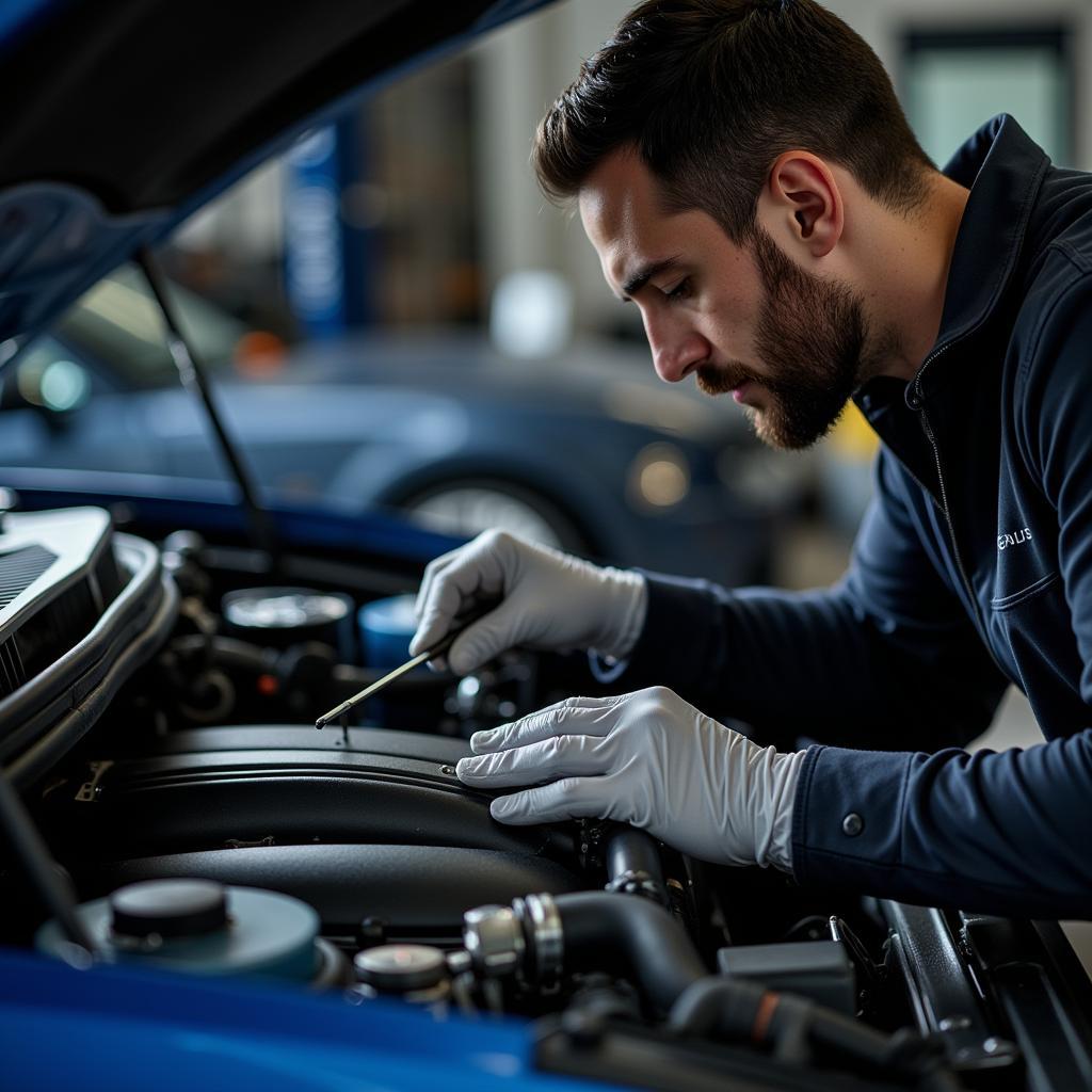 Expert Technician Performing Titanium Car Service