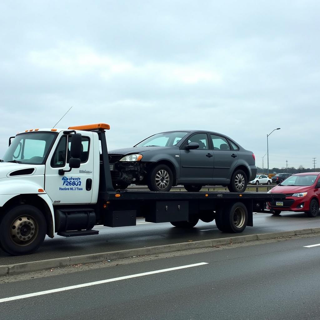 Tow Truck Loading a Broken Down Car