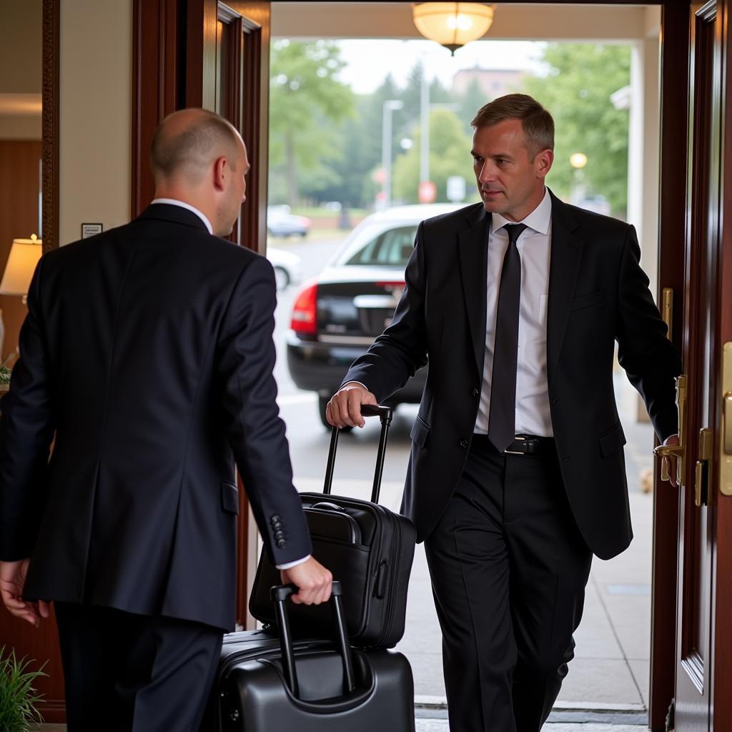 Town Car Chauffeur Assisting Passenger