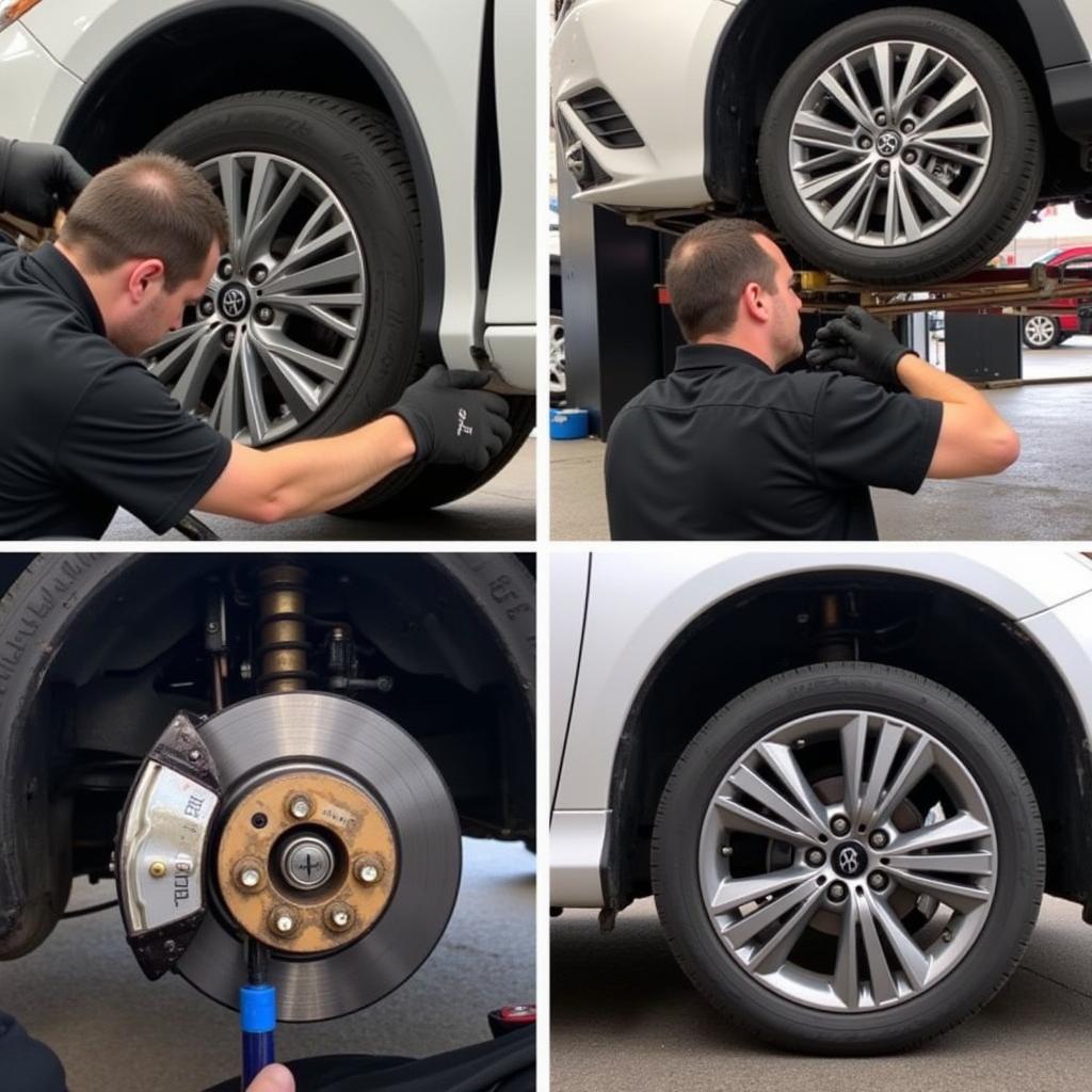 Toyota Technician Performing Multi-point Vehicle Inspection