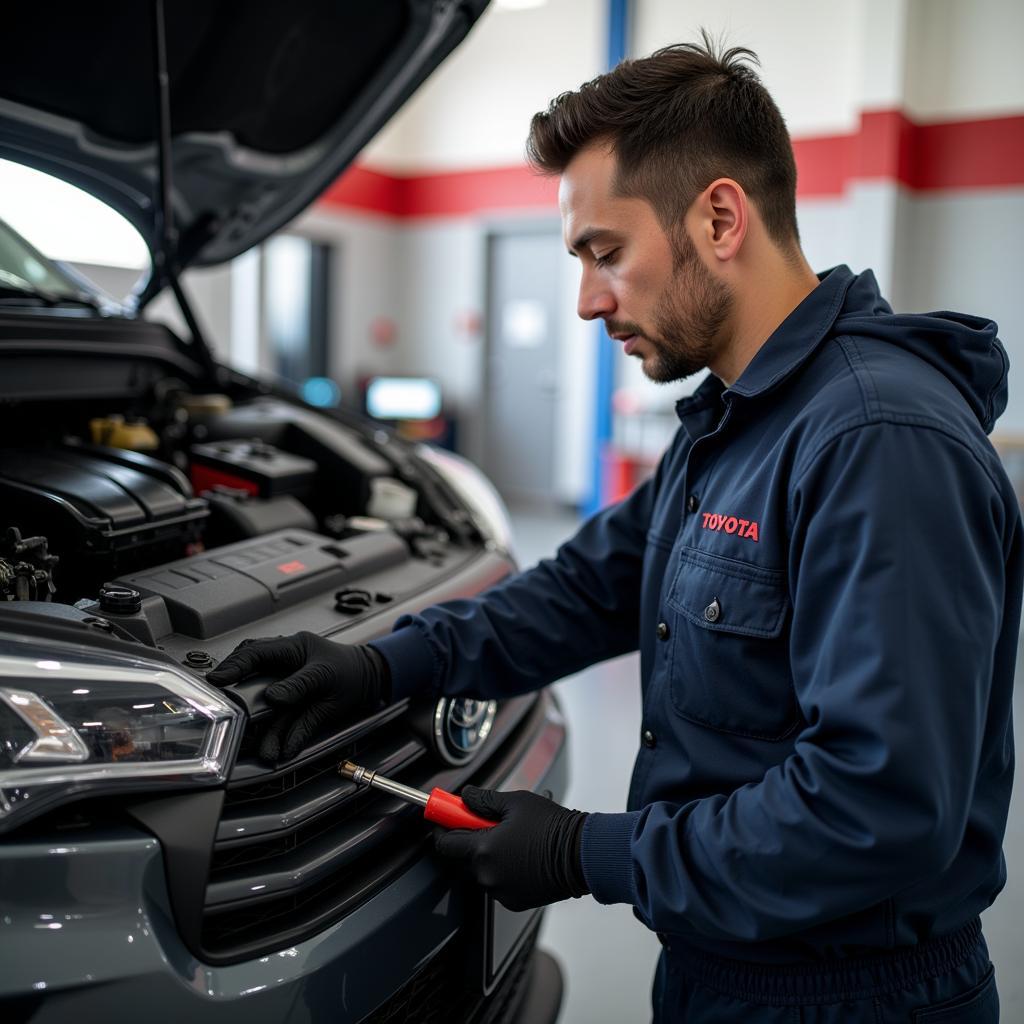 Toyota Certified Technician Performing Service