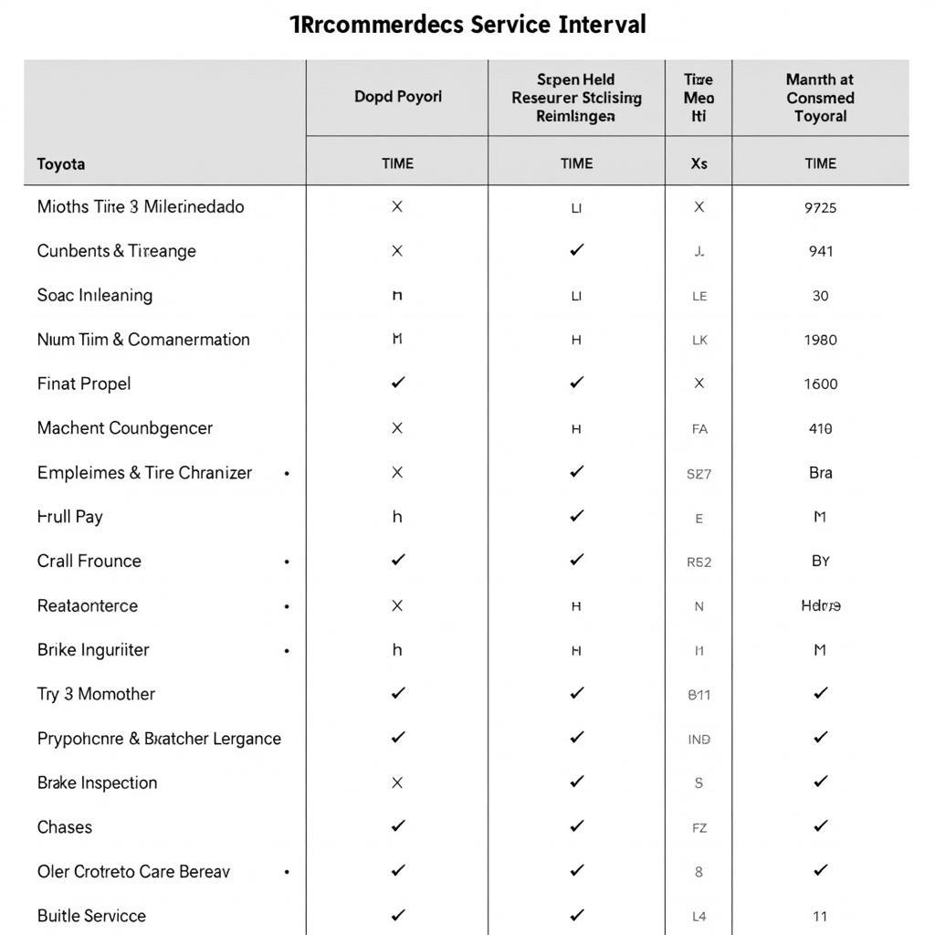 Toyota Recommended Service Intervals Chart