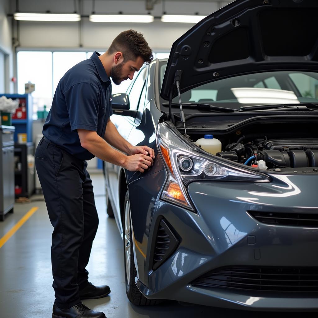 Toyota Technician Performing Oil Change