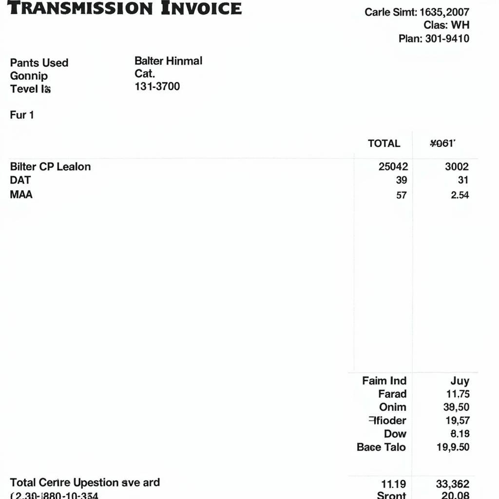 Example of a Transmission Service Invoice