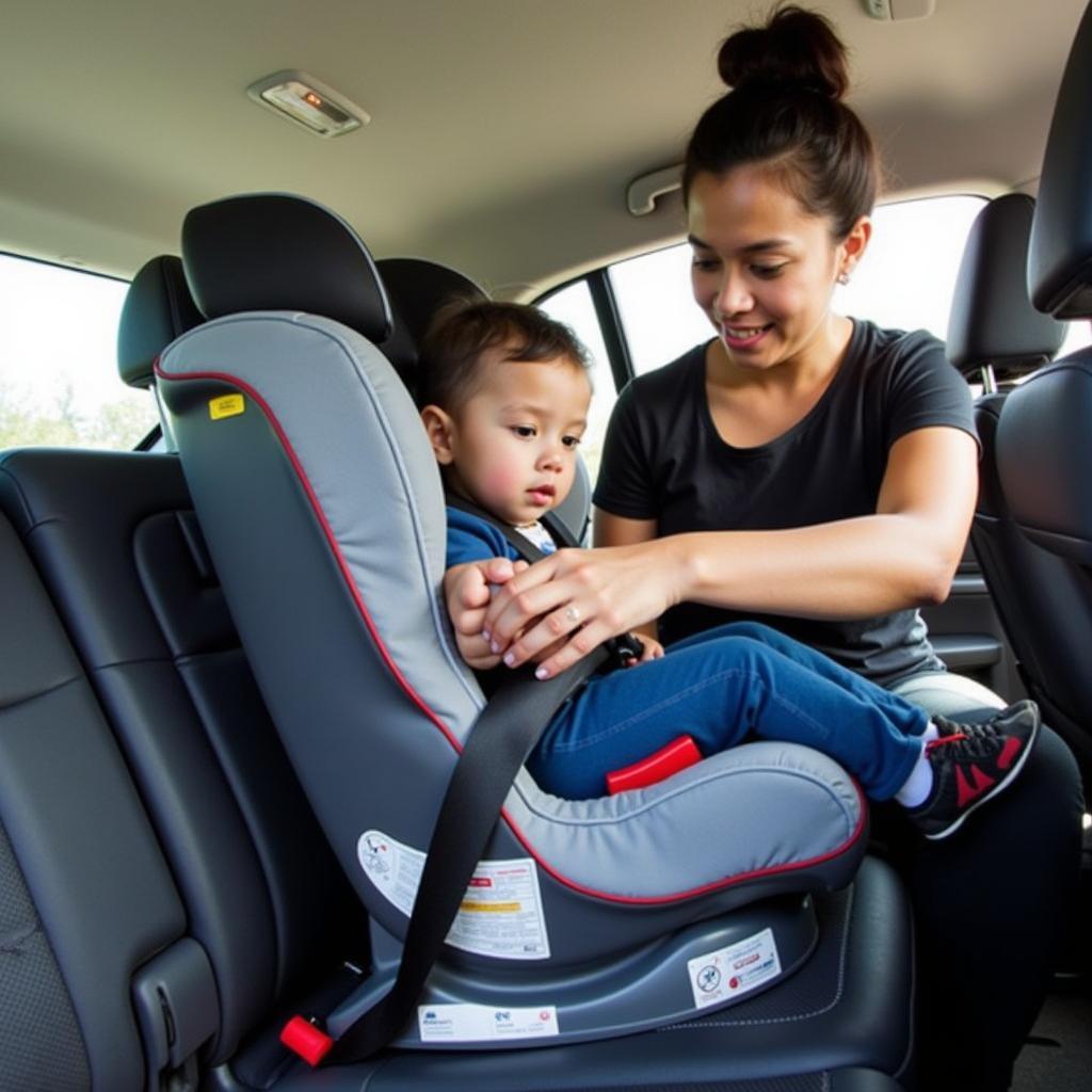 Driver Installing Uber Car Seat