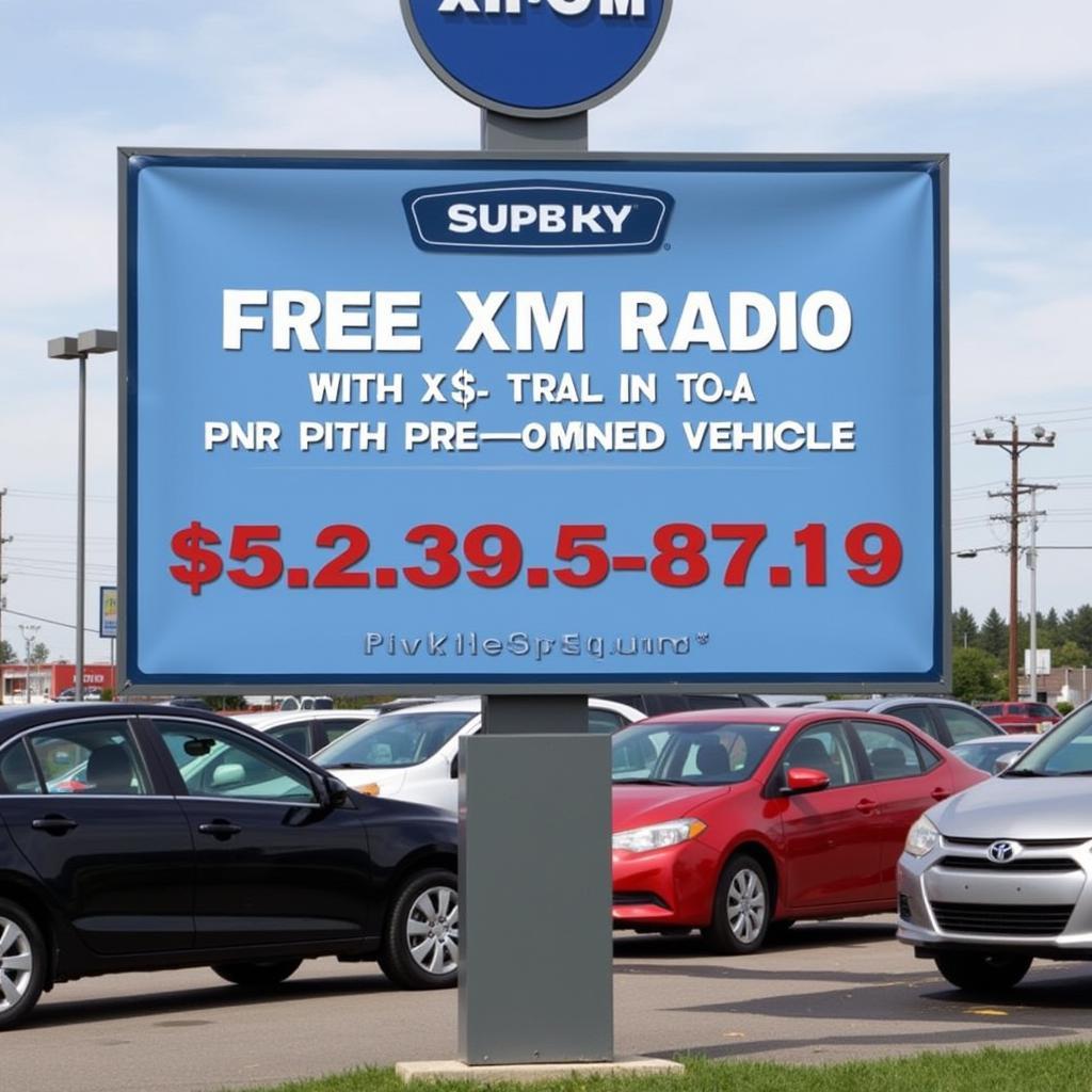 Used Car Dealership with XM Radio Promotion