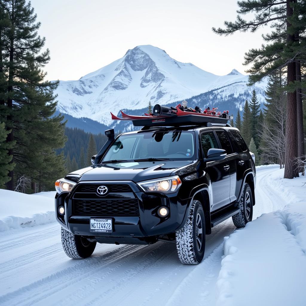 Car service navigating snowy mountain roads from Vail to Denver Airport