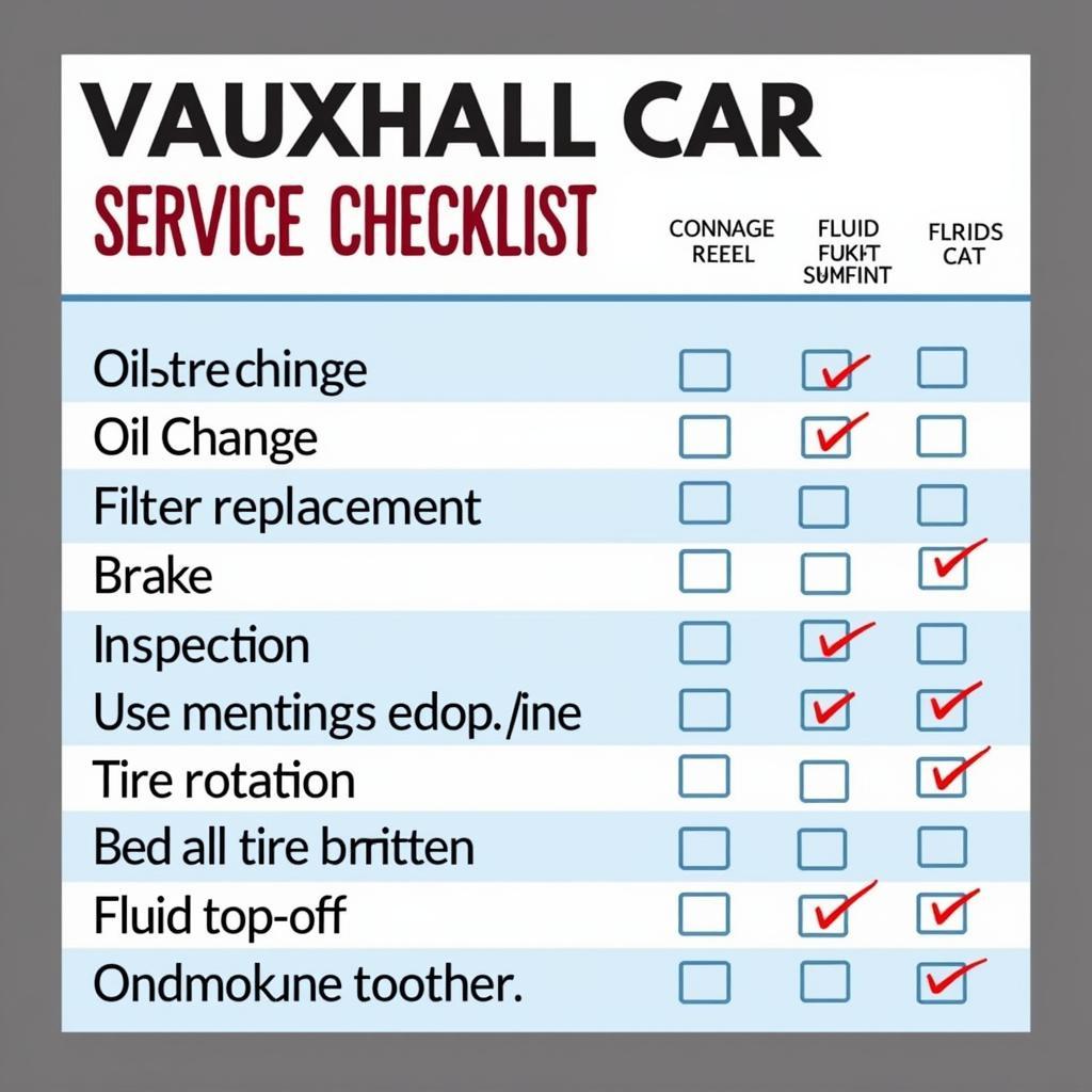 Vauxhall Car Service Maintenance Checklist