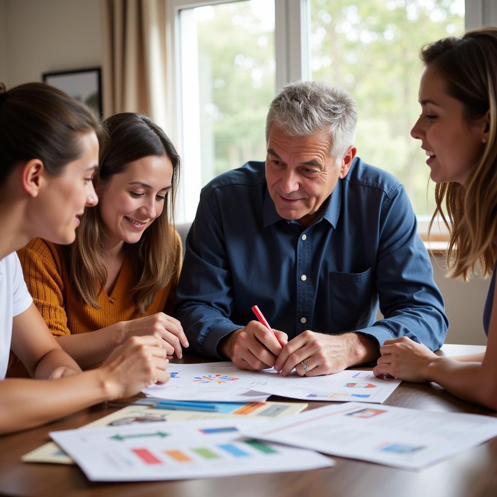 Veteran and family discussing home care options