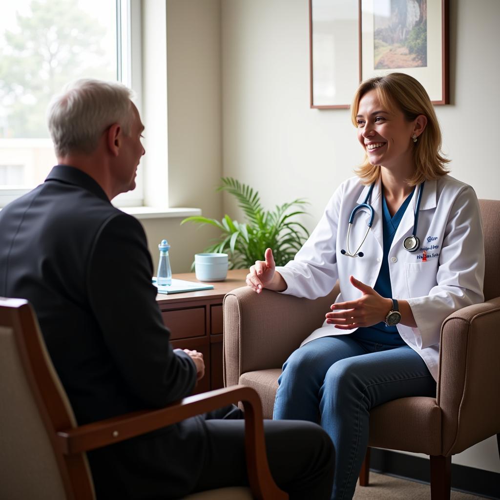 A veteran meeting with a care provider to discuss services