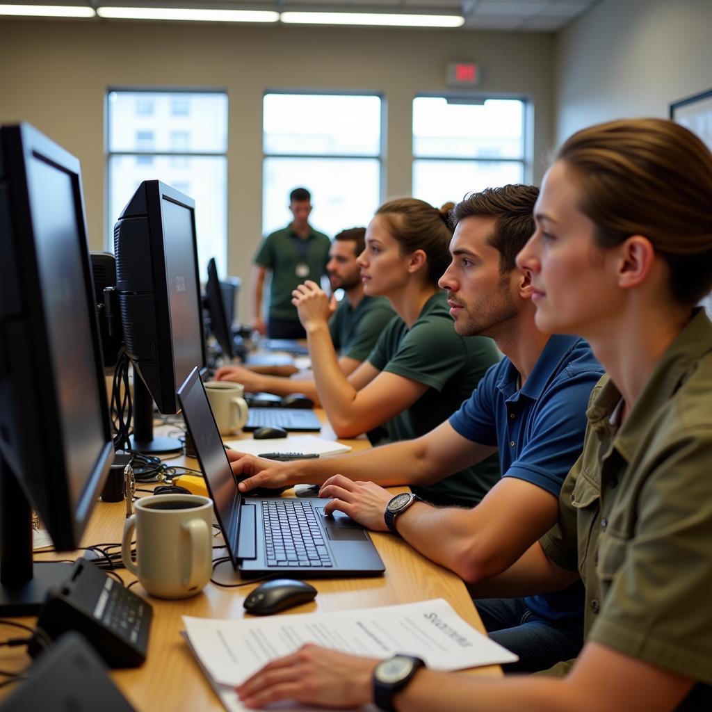 Veterans participating in a job training program