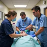 Veterans receiving medical care at a VA hospital