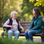 Elderly Woman Receiving Companionship from a Volunteer