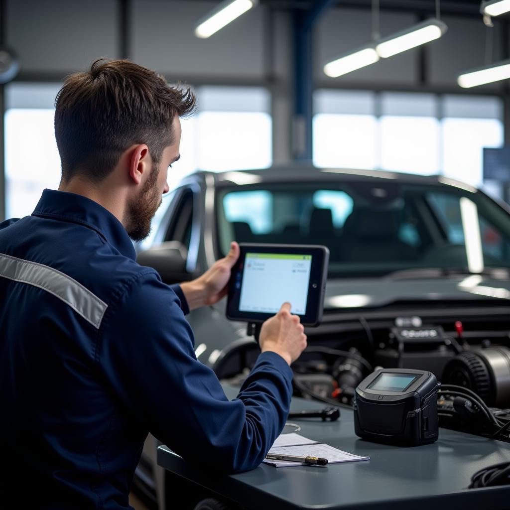 Volvo Authorised Service Centre Technician Working on a Vehicle