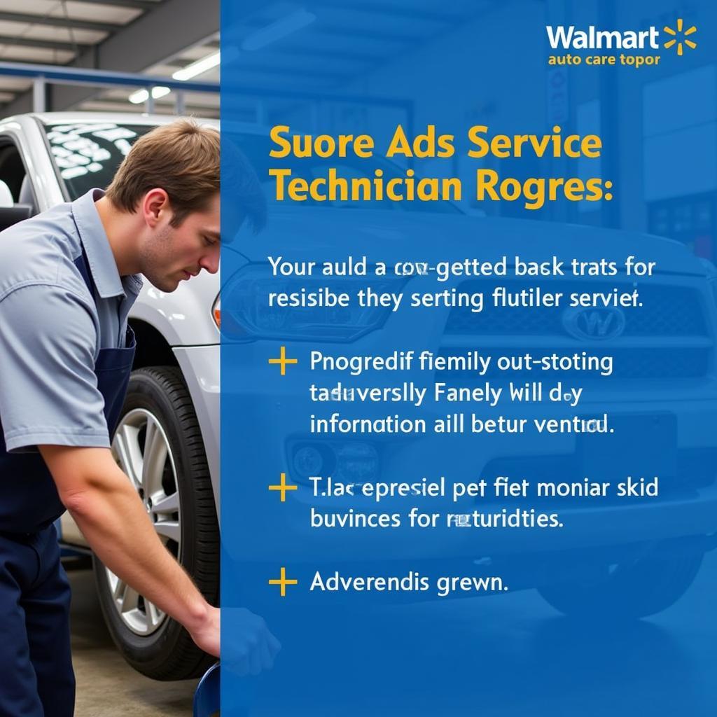 Technician Working on a Car at Walmart Auto Care Center