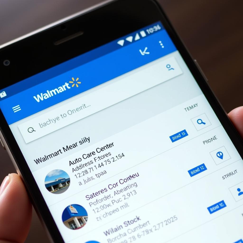 Using Walmart Store Locator on Phone to Find Auto Center Closing Time