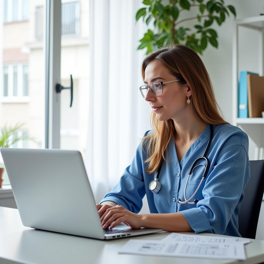 Woman Researching Online Doctors