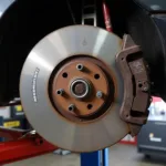 Worn brake pads needing car service