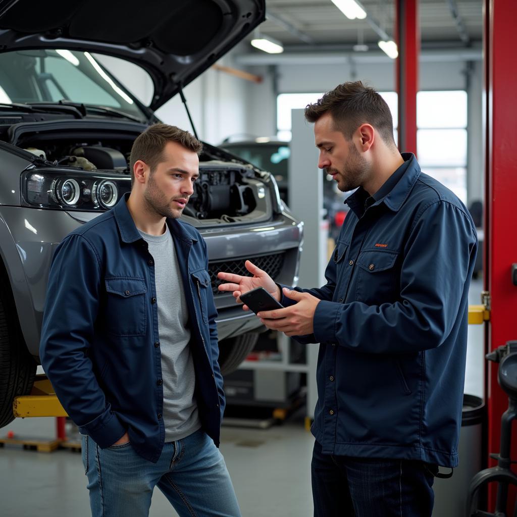 Customer Talking to Mechanic