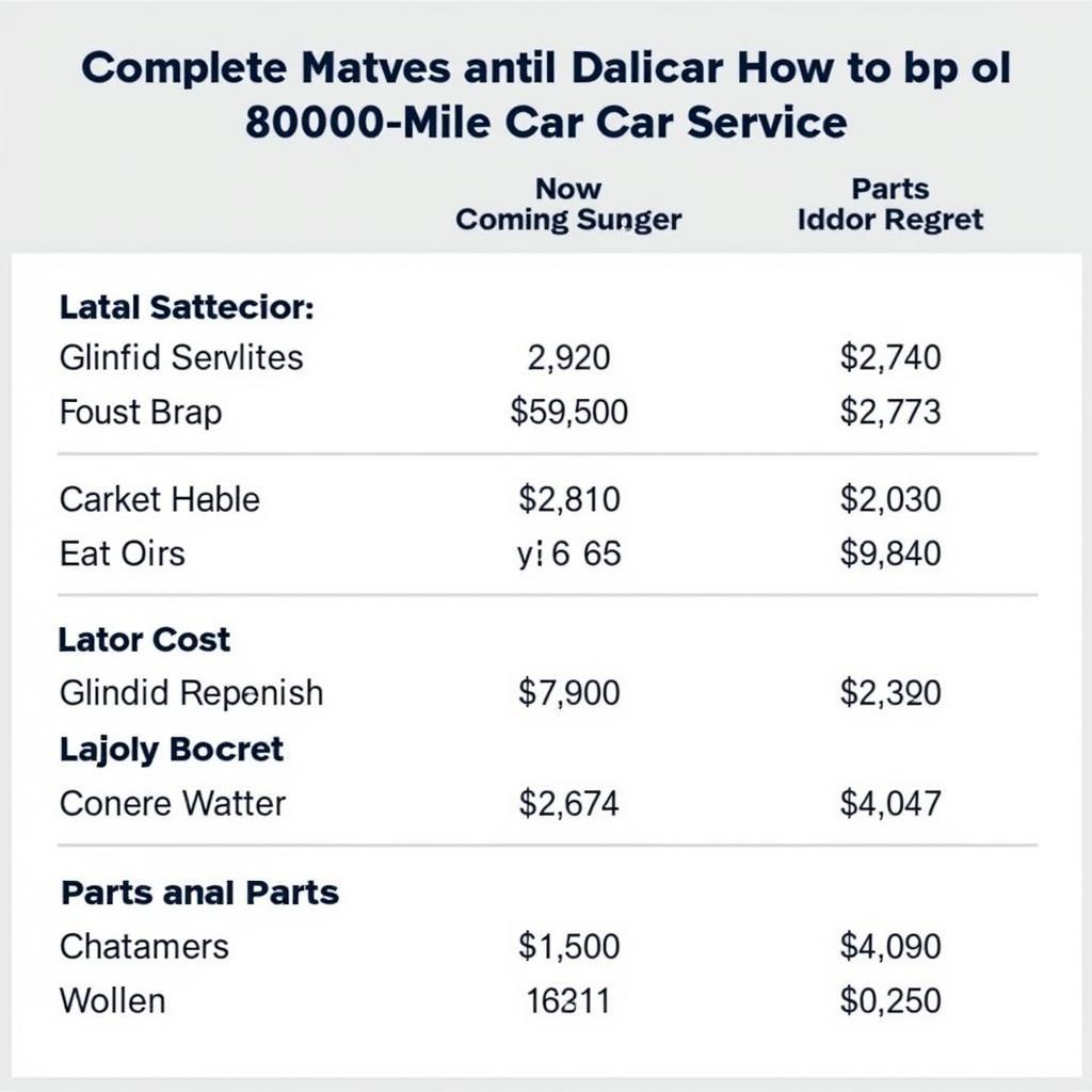 80000 Mile Car Service Cost Breakdown