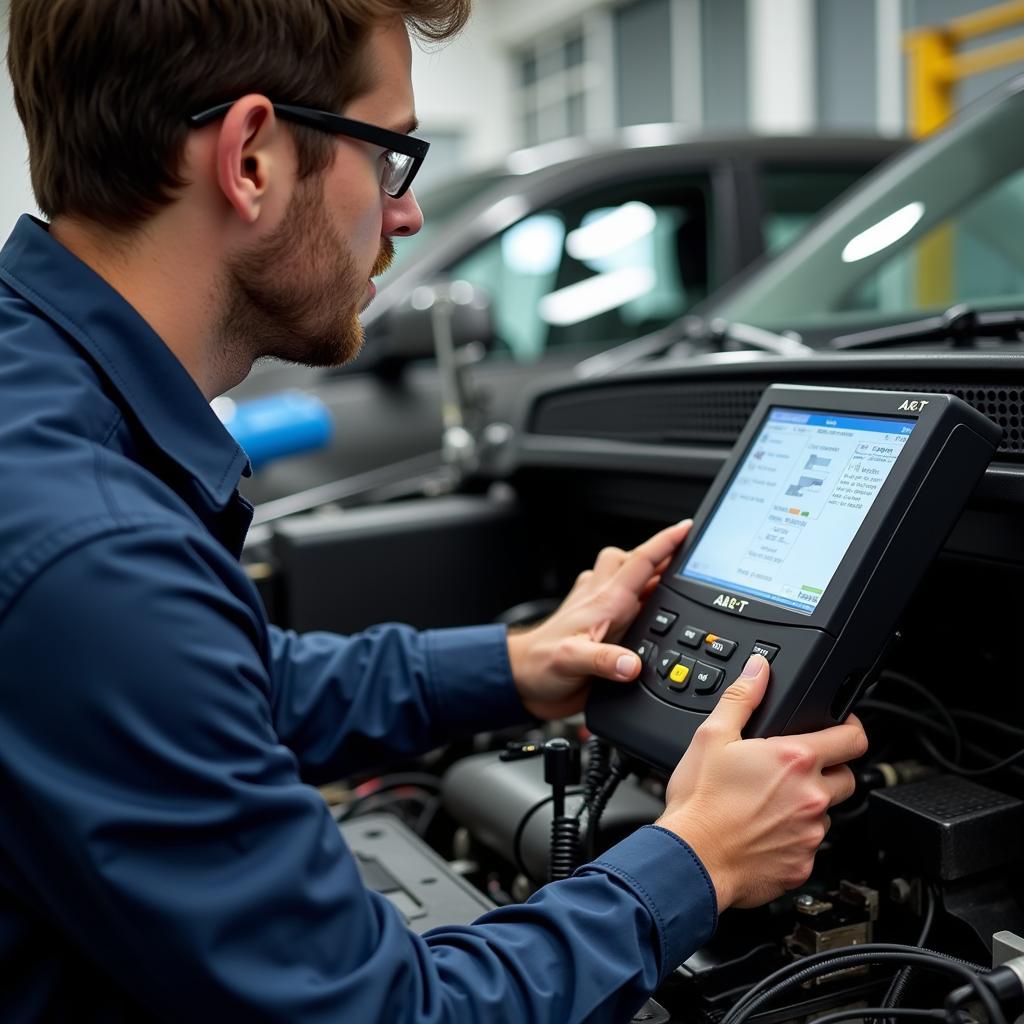 A&T Automotive Eurorepar Car Service Technician Performing Diagnostics