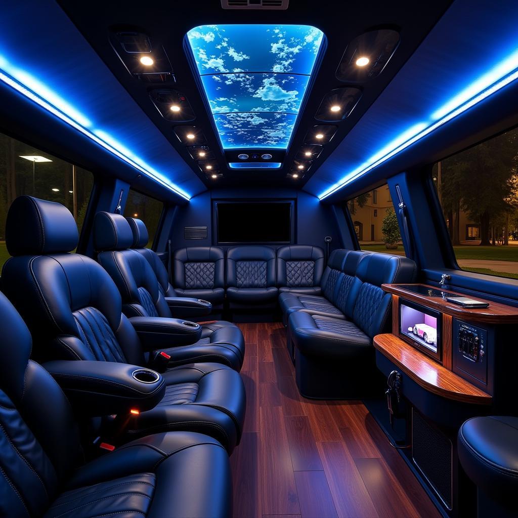 Interior of a luxury car service vehicle.