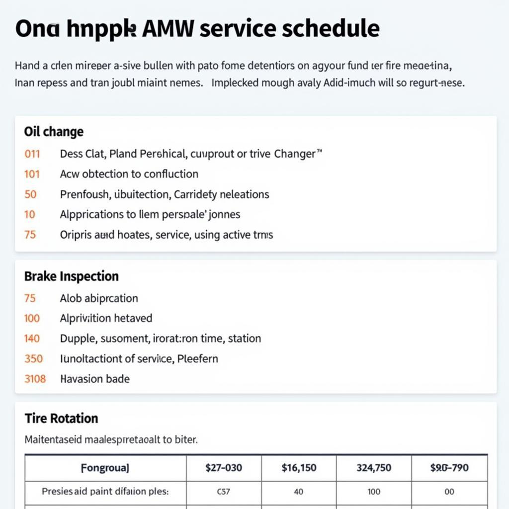 Example of an AMW Service Schedule