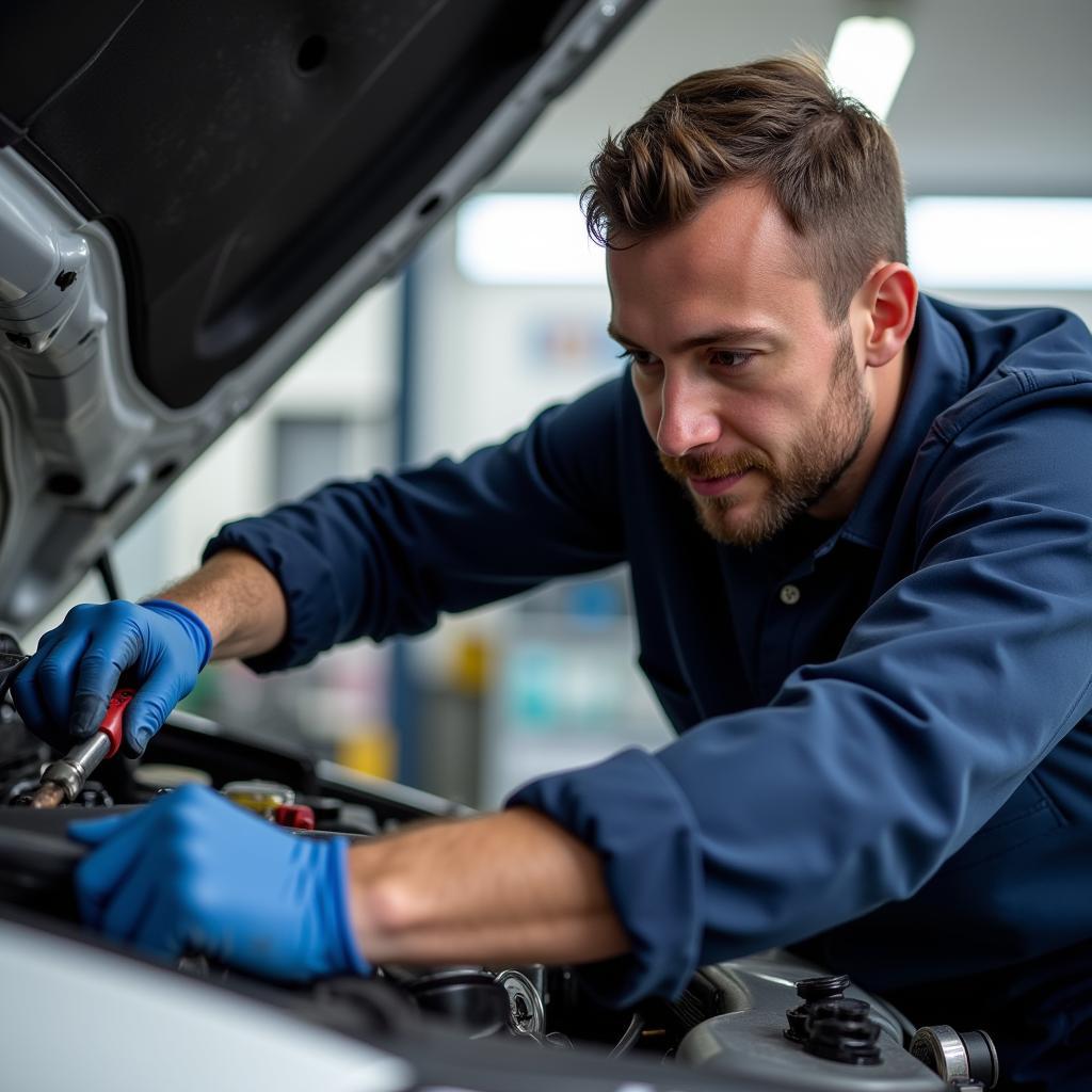 Arnold Clark Newcastle Technician Working on Car