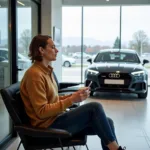 Customer waiting for their Audi courtesy car at the service center