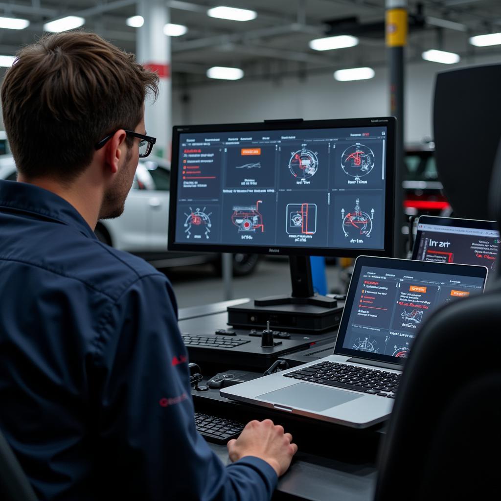 Audi Specialist Checking Car Systems