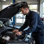 Audi Technician Working on a Car in North Branford