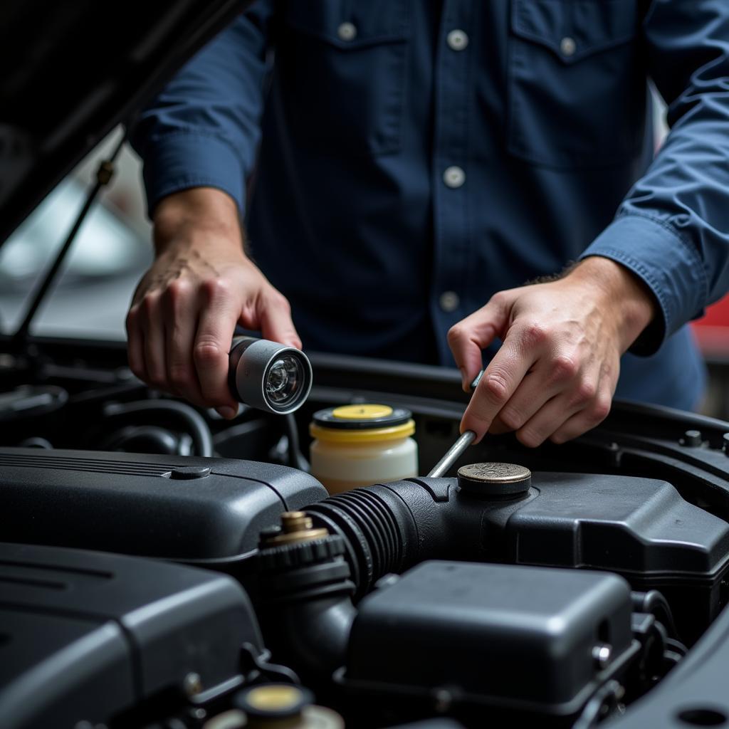 Mechanic Checking Car Engine