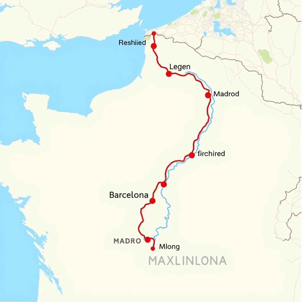 Map of the Barcelona to Madrid Route