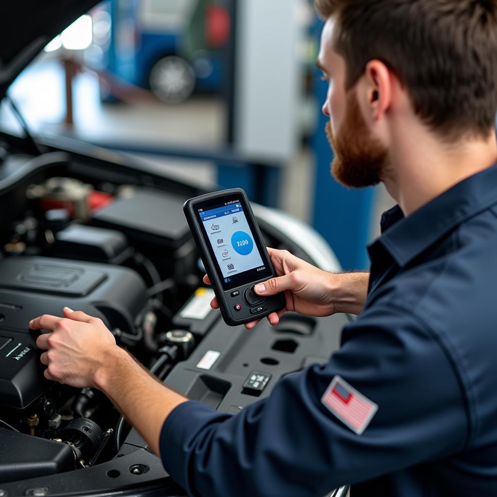 Mechanic working on a car in a Basildon car service garage