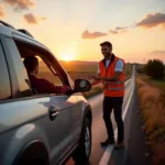 Happy Driver Receiving Car RSA Service