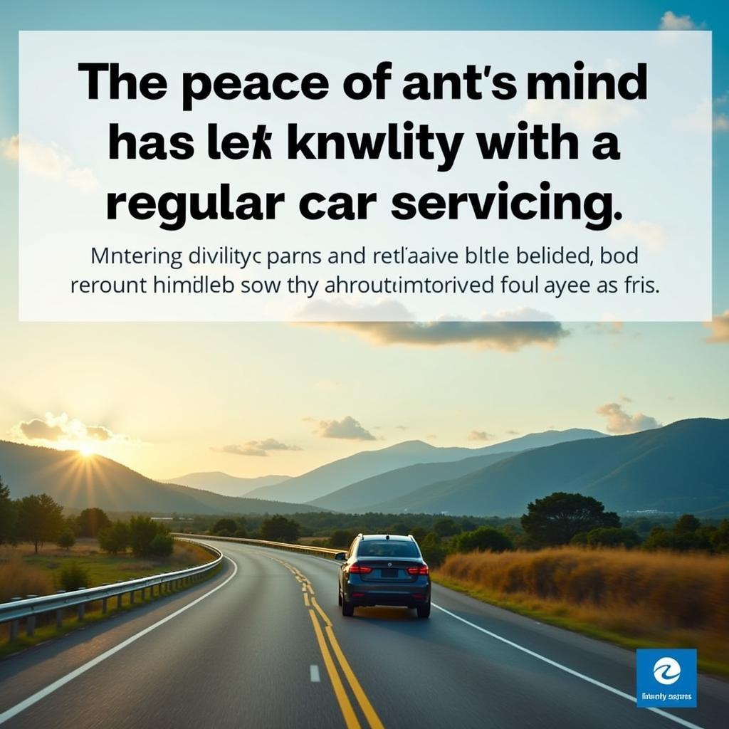 Car on a Road Trip with Text Overlay: "Enjoy Peace of Mind with Regular Car Servicing"