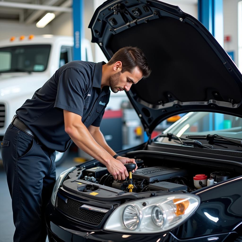 Mechanic working on a car in a Destin, FL repair shop