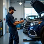 Mechanic working on a car in a Chesterfield service center