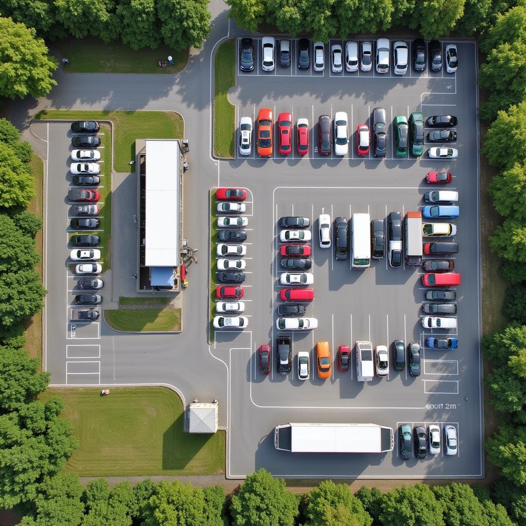 Overview of Birchanger Services Car Park