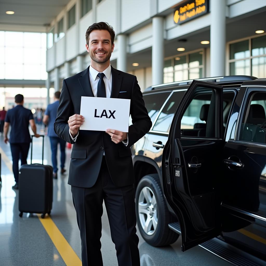 Black Car Chauffeur Meeting Client at LAX