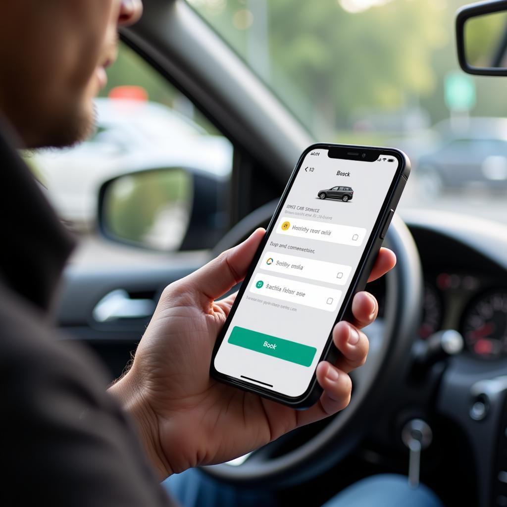 Booking a 510 car service online using a mobile phone