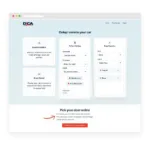 Booking DCA Car Service Online: A screenshot of a website or app interface showcasing the process of booking a car service from DCA, highlighting key features like selecting vehicle type, entering pickup and dropoff locations, and choosing payment options.