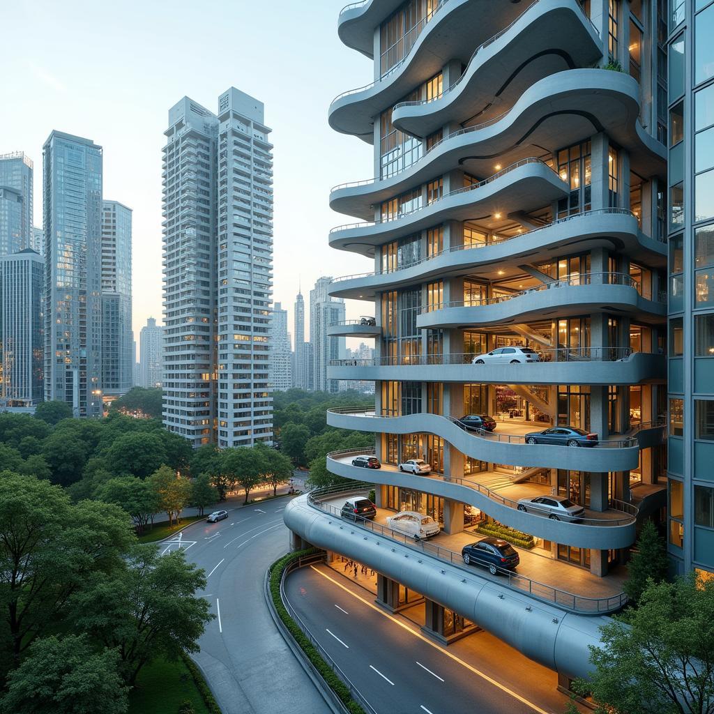 Bosch 5 Level Car Park Integrated into a Future Cityscape