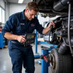 Bosch Car Service Technician Performing Inspection