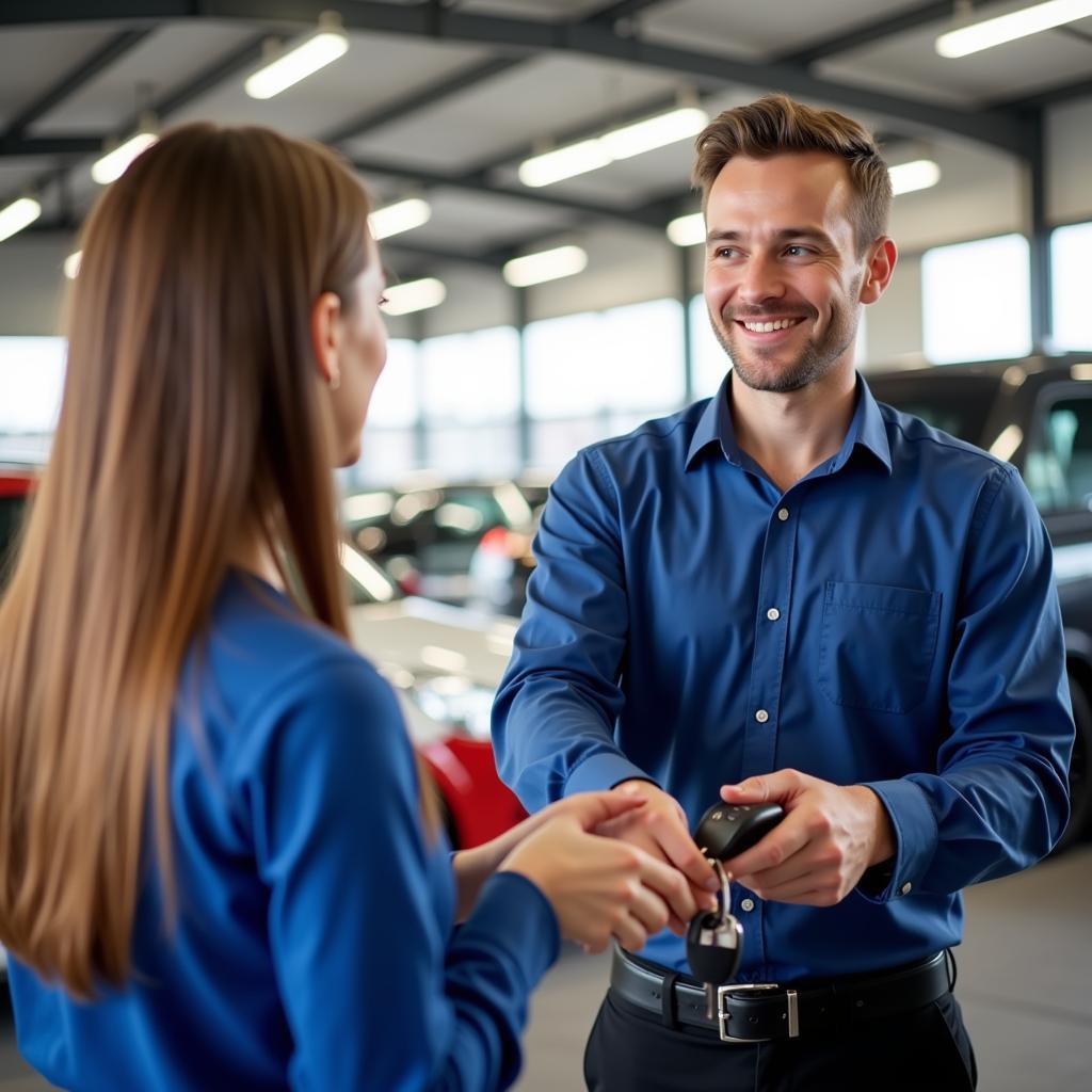 Happy Customer Receiving Car Service in Bowral