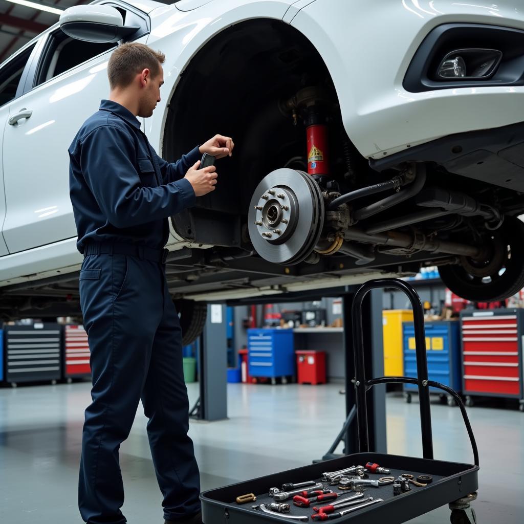 Brake Inspection at a Car Service Shop in Escondido