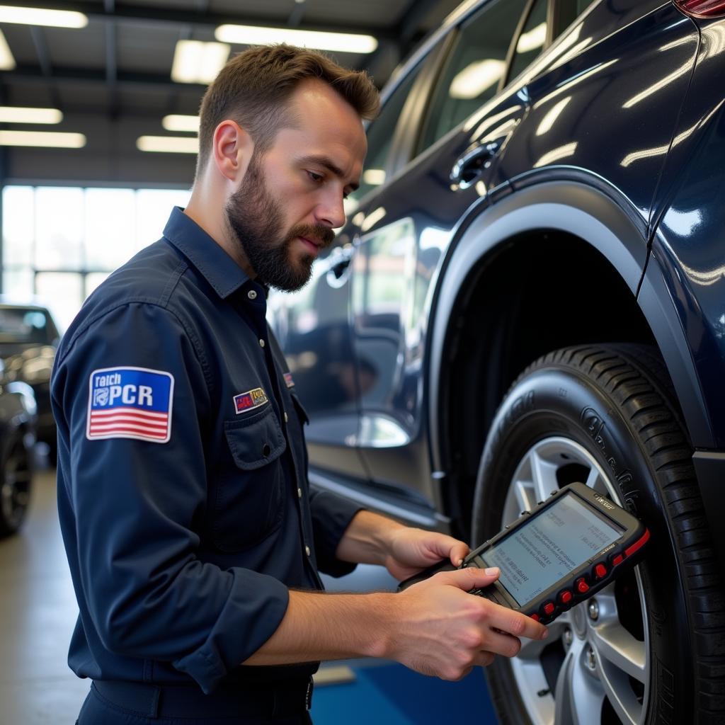 Mechanic working on a car in a Brisbane Wippals car service