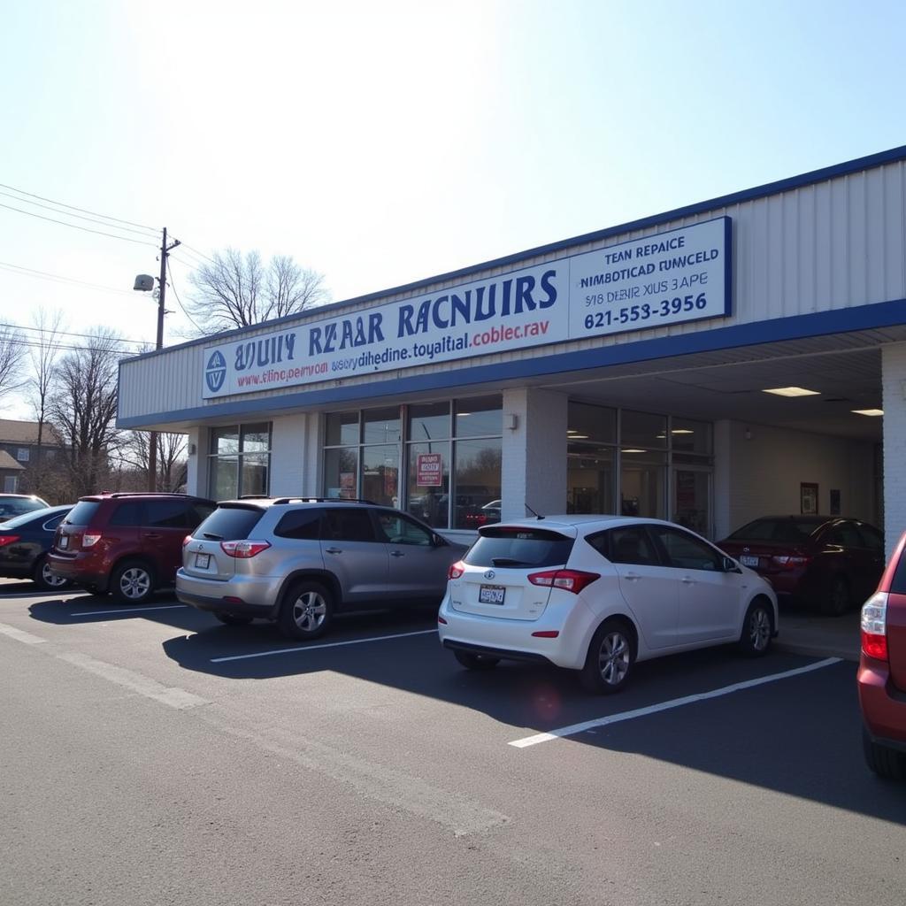 Exterior of a busy auto repair shop in Bristol CT