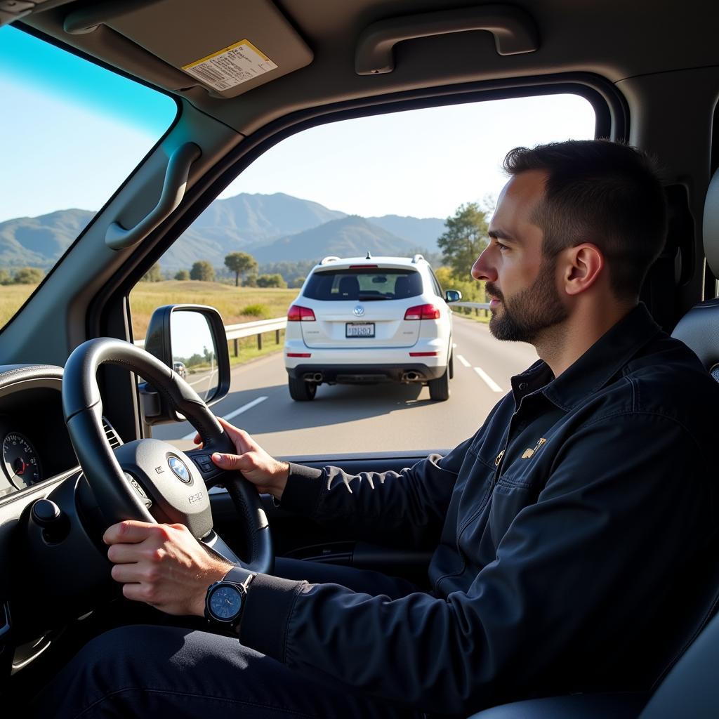 California Car Delivery Driver on the Road