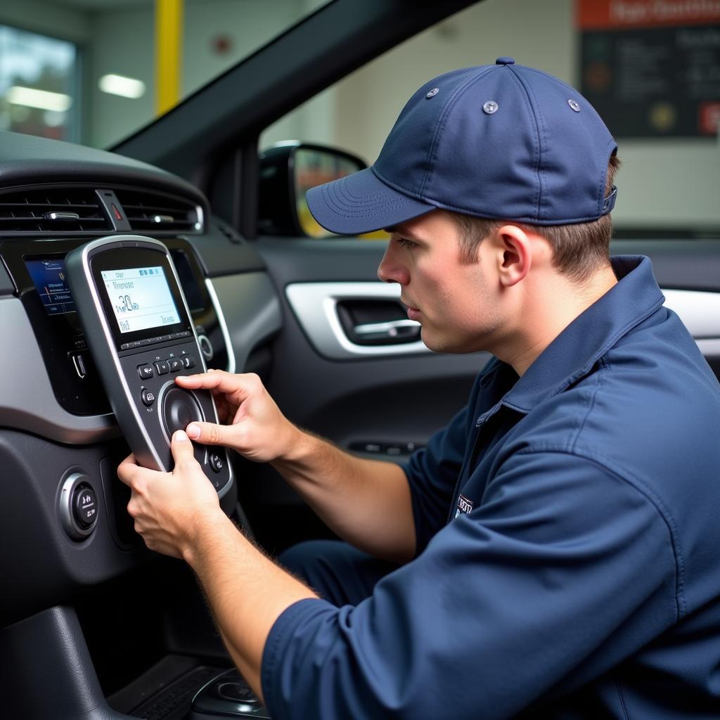 Hobart Car AC Technician Performing a Service